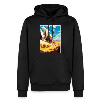Cappadoce Décoration Vintage Voyage Affiche WPA - Sweat à capuche Premium bio Homme - noir - Devant - Nico (187cm)