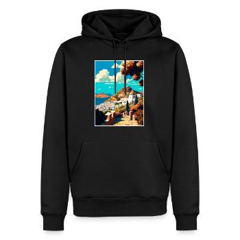 Patmos Grèce Décoration Grec Voyage Affiche - Sweat à capuche Premium bio Homme - noir - Devant - Nico (187cm)