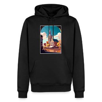 Haarlem Netherlands Vintage Travel Poster Souvenir - Men’s Premium Organic Hoodie - black - Front - Nico (187cm)