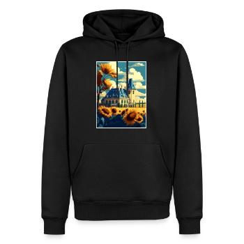 Vallée de la Loire France Vintage voyage affiche Souvenir - Sweat à capuche Premium bio Homme - noir - Devant - Nico (187cm)