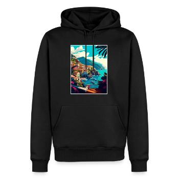 Amalfi Italie Décoration Vintage Voyage Affiche WPA - Sweat à capuche Premium bio Homme - noir - Devant - Nico (187cm)