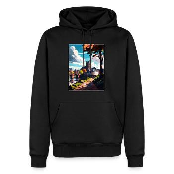 Trier Germany Vintage Travel Poster WPA Souvenir - Men’s Premium Organic Hoodie - black - Front - Nico (187cm)