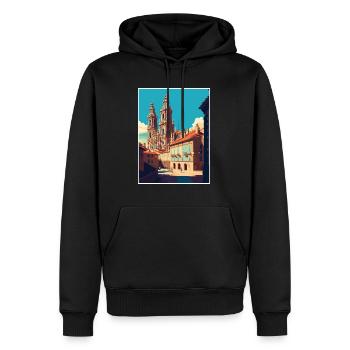 Santiago De Compostela Spanien Vintage Reiseposter - Männer Premium Bio Hoodie - Schwarz - Vorne - Nico (187cm)