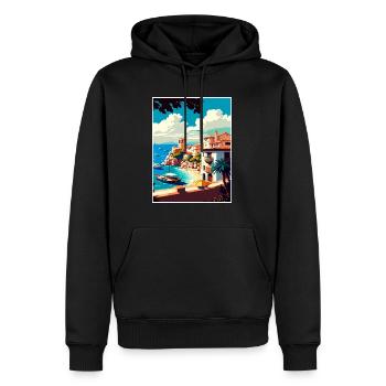 Costa Brava Spanien Vintage Reiseposter Souvenir - Männer Premium Bio Hoodie - Schwarz - Vorne - Nico (187cm)