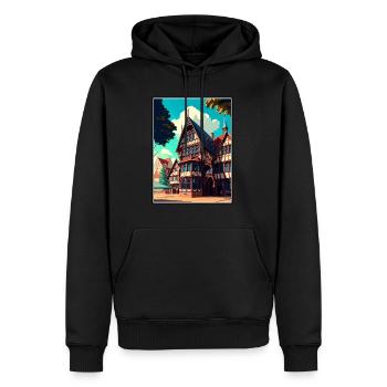 Hannover Deutschland Vintage Reiseposter Souvenir - Männer Premium Bio Hoodie - Schwarz - Vorne - Nico (187cm)