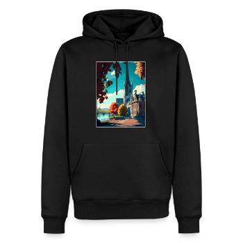 Bonn Allemagne Vintage voyage affiche WPA Souvenir - Sweat à capuche Premium bio Homme - noir - Devant - Nico (187cm)