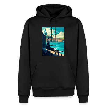 La Corogne Espagne Vintage voyage affiche WPA Souvenir - Sweat à capuche Premium bio Homme - noir - Devant - Nico (187cm)