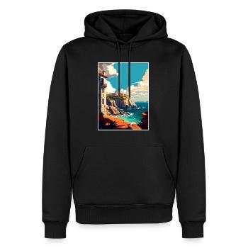 Galicien Spanien Vintage Reiseposter WPA Souvenir - Männer Premium Bio Hoodie - Schwarz - Vorne - Nico (187cm)