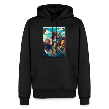 Nuremberg décoration Allemagne Vintage affiche de voyage - Sweat à capuche Premium bio Homme - noir - Devant - Nico (187cm)