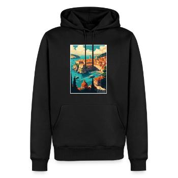 Dubrovnik Kroatien Vintage Reiseposter Souvenir - Männer Premium Bio Hoodie - Schwarz - Vorne - Nico (187cm)