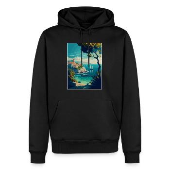 Antibes France Vintage Voyage Affiche WPA Souvenir - Sweat à capuche Premium bio Homme - noir - Devant - Nico (187cm)