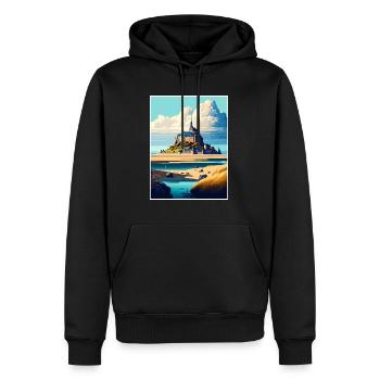 Mont Saint Michel France Vintage Affiche de Voyage WPA - Sweat à capuche Premium bio Homme - noir - Devant - Nico (187cm)