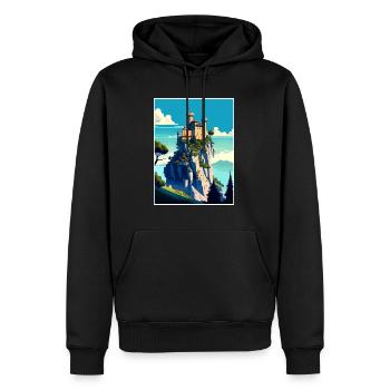 Saint-Marin Italie Vintage voyage affiche Souvenir - Sweat à capuche Premium bio Homme - noir - Devant - Nico (187cm)
