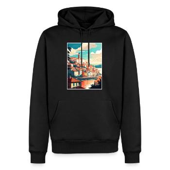 Coimbra Portugal Vintage voyage affiche Souvenir - Sweat à capuche Premium bio Homme - noir - Devant - Nico (187cm)