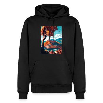 Heidelbergscape Allemagne européenne affiche de voyage - Sweat à capuche Premium bio Homme - noir - Devant - Nico (187cm)