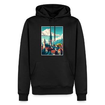 Bern Schweiz Vintage Reiseposter Souvenir - Männer Premium Bio Hoodie - Schwarz - Vorne - Nico (187cm)