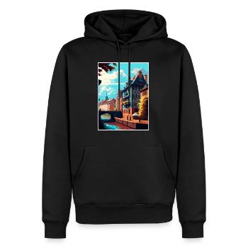 Straßburg Dekoration Frankreich Vintage Reiseposter - Männer Premium Bio Hoodie - Schwarz - Vorne - Nico (187cm)