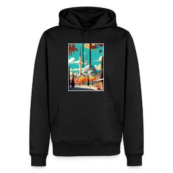 Konya Décoration Turquie Vintage Voyage Affiche WPA - Sweat à capuche Premium bio Homme - noir - Devant - Nico (187cm)