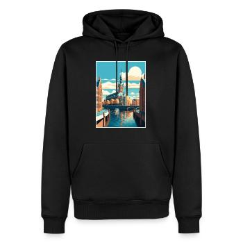 Hambourg Allemagne Vintage voyage affiche WPA Souvenir - Sweat à capuche Premium bio Homme - noir - Devant - Nico (187cm)