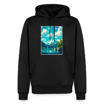Genf Schweiz Vintage Reiseposter Souvenir - Männer Premium Bio Hoodie - Schwarz - Vorne - Nico (187cm)