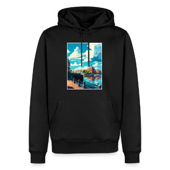 Göteborg Suède Vintage voyage affiche Souvenir - Sweat à capuche Premium bio Homme - noir - Devant - Nico (187cm)
