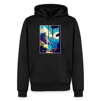 Capri Italie Décoration Vintage Voyage Affiche WPA - Sweat à capuche Premium bio Homme - noir - Devant - Nico (187cm)