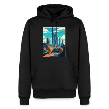 Frankfurt Deutschland Vintage Reiseposter Souvenir - Männer Premium Bio Hoodie - Schwarz - Vorne - Nico (187cm)