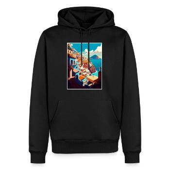 Positano Italie Vintage voyage affiche WPA Souvenir - Sweat à capuche Premium bio Homme - noir - Devant - Nico (187cm)