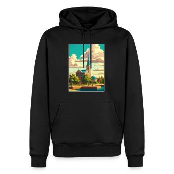Karlskrona suédois Vintage voyage affiche Souvenir - Sweat à capuche Premium bio Homme - noir - Devant - Nico (187cm)