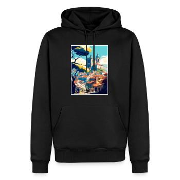 Braga Italie Vintage voyage affiche WPA Souvenir - Sweat à capuche Premium bio Homme - noir - Devant - Nico (187cm)