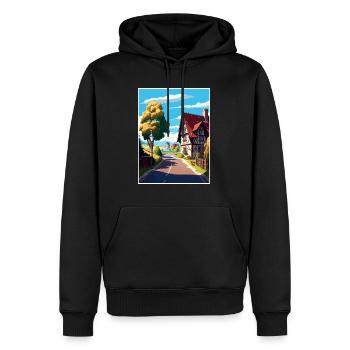 Route romantique Allemagne Vintage voyage affiche WPA - Sweat à capuche Premium bio Homme - noir - Devant - Nico (187cm)
