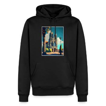 Reims Frankreich Vintage Reiseposter WPA Souvenir - Männer Premium Bio Hoodie - Schwarz - Vorne - Nico (187cm)