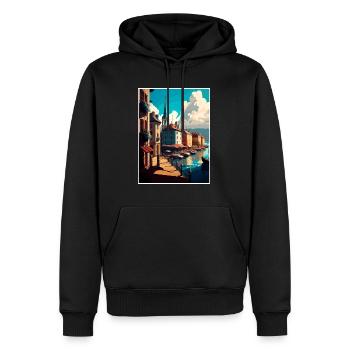 Bayonne France Vintage Travel Poster WPA Souvenir - Men’s Premium Organic Hoodie - black - Front - Nico (187cm)
