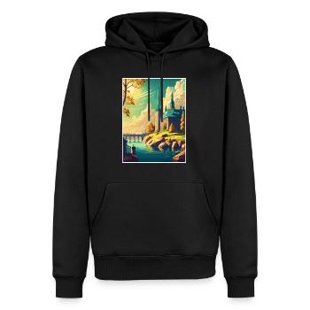 Stockholm Suède suédois Vintage voyage affiche WPA - Sweat à capuche Premium bio Homme - noir - Devant - Nico (187cm)