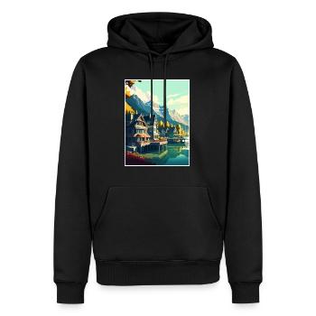 Interlaken Schweiz Vintage Reiseposter WPA - Männer Premium Bio Hoodie - Schwarz - Vorne - Nico (187cm)