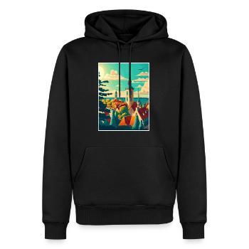 Tallinn Estonie Vintage voyage affiche WPA Souvenir - Sweat à capuche Premium bio Homme - noir - Devant - Nico (187cm)