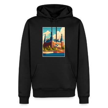 Helsingborg Suède Vintage voyage affiche Souvenir - Sweat à capuche Premium bio Homme - noir - Devant - Nico (187cm)