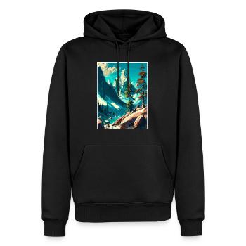 Triglav Slovénie Vintage voyage affiche Souvenir - Sweat à capuche Premium bio Homme - noir - Devant - Nico (187cm)