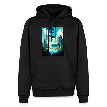 Bialowieża Pologne Affiche de voyage vintage souvenir - Sweat à capuche Premium bio Homme - noir - Devant - Nico (187cm)