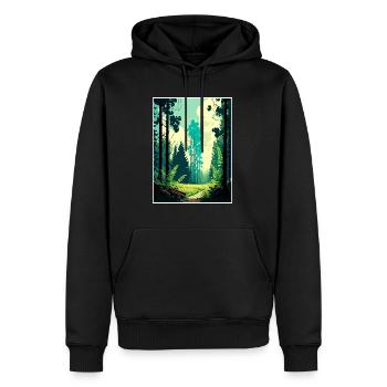 Forêt de Bialowieża Pologne Affiche de voyage vintage WPA - Sweat à capuche Premium bio Homme - noir - Devant - Nico (187cm)
