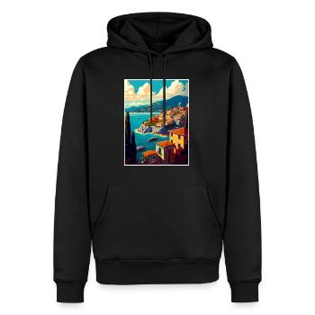 Kavala Grèce Décoration Vintage Voyage Affiche WPA - Sweat à capuche Premium bio Homme - noir - Devant - Nico (187cm)