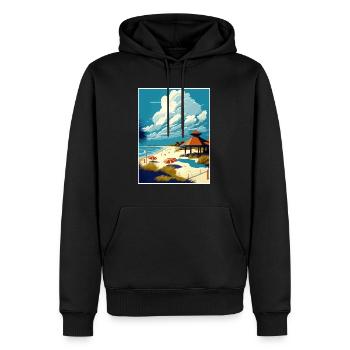 swinoujscie Pologne Affiche de voyage vintage Souvenir - Sweat à capuche Premium bio Homme - noir - Devant - Nico (187cm)