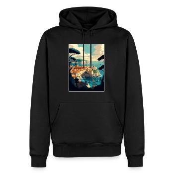 Dubrovnik Kroatien Vintage Reiseposter Souvenir - Männer Premium Bio Hoodie - Schwarz - Vorne - Nico (187cm)