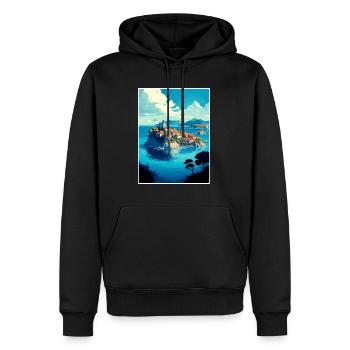 Île de Ciovo Croatie Vintage voyage affiche WPA Art - Sweat à capuche Premium bio Homme - noir - Devant - Nico (187cm)
