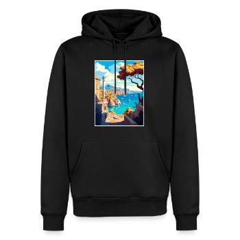 Rhodes Grèce Décoration Vintage Voyage Affiche WPA - Sweat à capuche Premium bio Homme - noir - Devant - Nico (187cm)