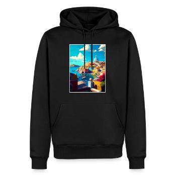 Procida Italie Décoration Vintage Voyage Affiche WPA - Sweat à capuche Premium bio Homme - noir - Devant - Nico (187cm)