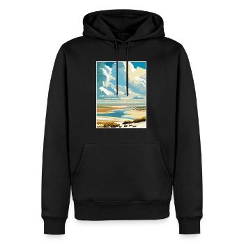 Mer des Wadden Pays-Bas Vintage voyage affiche WPA - Sweat à capuche Premium bio Homme - noir - Devant - Nico (187cm)