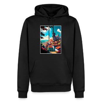 Viana Do Castelo Portugal Vintage Reiseposter - Männer Premium Bio Hoodie - Schwarz - Vorne - Nico (187cm)