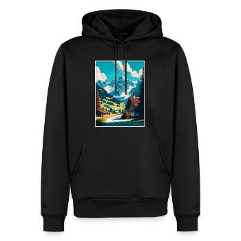 Gstaad Suisse Vintage Voyage Poster Souvenir - Sweat à capuche Premium bio Homme - noir - Devant - Nico (187cm)