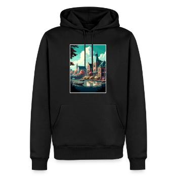 Zwolle Niederlande Vintage Reiseposter Souvenir - Männer Premium Bio Hoodie - Schwarz - Vorne - Nico (187cm)